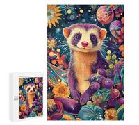 Rompecabezas Para Adolescentes1000 PCS Vibrant Ferret Botanical Portrait - Colorful Floral Weasel Art Rompecabezas Para Adultos Juegos Divertidos Desafío Difícil Oferta Como Regalos Para Toda La Famil