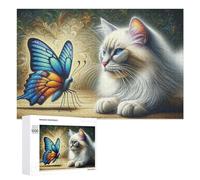 Rompecabezas para Adolescentes1000 PCS Whispering Wings A Cat'S Curious Encounter with Nature's Symphony Rompecabezas para Adultos Juegos Divertidos Alivia El Estrés Oferta como Regalos para Toda La