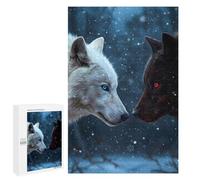 Rompecabezas para Adolescentes1000 PCS White and Black Wolves in Snow Rompecabezas para Adultos Juegos Divertidos Desafío Difícil Oferta como Regalos para Toda La Familia 1000 PCS