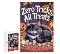 Rompecabezas para Adolescentes1000 PCS Zero Tricks, All Treats Halloween Cat Rompecabezas para Adultos Juegos Divertidos Desafío Difícil Oferta como Regalos para Toda La Familia 1000 PCS