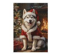 Rompecabezas para Adolescentes1000pcs(38x26cm) Christmas Siberian Husky Portrait Rompecabezas para Adultos Juego Familiar Regalos para Mujeres Ayuda A Ejercitar El Cerebro 1000pcs(38x26cm)