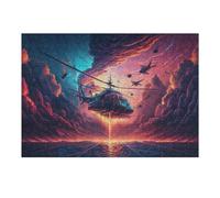 Rompecabezas para Adolescentes1000pcs(38x26cm) Thunderstorm Helicopter Action Scene Rompecabezas para Adultos Juego De Ingenio Mejora La Memoria Ayuda A Ejercitar El Cerebro 1000pcs(38x26cm)