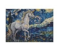 Rompecabezas para Adolescentes1000pcs(38x26cm) Unicorn in Starry Night Rompecabezas para Adultos Juego De Ingenio Mejora La Memoria Ayuda A Ejercitar El Cerebro 1000pcs(38x26cm)