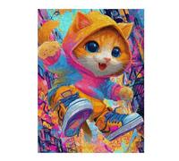 Rompecabezas para Adolescentes1000pcs(52x38cm) Colorful Urban Kitten Art Print Rompecabezas para Adultos Juego Familiar Corte De Precisión Ayuda A Ejercitar El Cerebro 1000pcs(52x38cm)