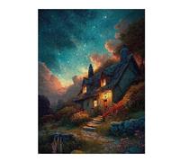 Rompecabezas para Adolescentes1000pcs(52x38cm) Cozy Cottage Under Starry Sky Rompecabezas para Adultos Juego Familiar Corte De Precisión Ayuda A Ejercitar El Cerebro 1000pcs(52x38cm)