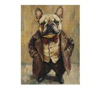 Rompecabezas para Adolescentes1000pcs(52x38cm) French Bulldog in Suit Painting Rompecabezas para Adultos Juego Familiar Corte De Precisión Ayuda A Ejercitar El Cerebro 1000pcs(52x38cm)