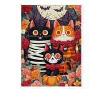 Rompecabezas para Adolescentes1000pcs(52x38cm) Halloween Cats with Flowers Rompecabezas para Adultos Juego Familiar Regalos para Mujeres Ayuda A Ejercitar El Cerebro 1000pcs(52x38cm)