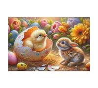 Rompecabezas para Adolescentes1000pcs(75x50cm) Easter Chick and Bunny Rompecabezas para Adultos Juego De Ingenio Mejora La Memoria Ayuda A Ejercitar El Cerebro 1000pcs(75x50cm)