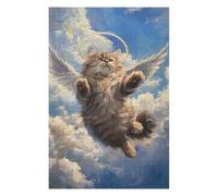 Rompecabezas para Adolescentes1000pcs(75x50cm) Heavenly Angel Cat Art Print Rompecabezas para Adultos Juego Familiar Regalos para Mujeres Ayuda A Ejercitar El Cerebro 1000pcs(75x50cm)