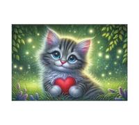 Rompecabezas para Adolescentes1000pcs(75x50cm) Magical Kitten with Heart Rompecabezas para Adultos Juego De Ingenio Mejora La Memoria Ayuda A Ejercitar El Cerebro 1000pcs(75x50cm)