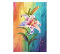 Rompecabezas para Adolescentes1000pcs(75x50cm) Rainbow Lily Flower Art Print Rompecabezas para Adultos Juego Familiar Corte De Precisión Ayuda A Ejercitar El Cerebro 1000pcs(75x50cm)