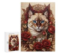 Rompecabezas para Adolescentes300 PCS A Cat Enthroned in Roses Rompecabezas para Adultos Juegos Divertidos Desafío Difícil Oferta como Regalos para Toda La Familia 300 PCS