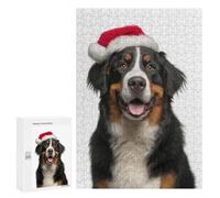 Rompecabezas para Adolescentes300 PCS Bernese Mountain Dog Santa Portrait Rompecabezas para Adultos Juegos Divertidos Desafío Difícil Oferta como Regalos para Toda La Familia 300 PCS