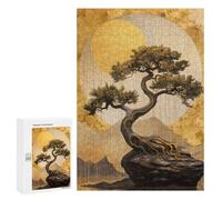 Rompecabezas para Adolescentes300 PCS Bonsai Tree Golden Moon Rompecabezas para Adultos Juegos Divertidos Desafío Difícil Oferta como Regalos para Toda La Familia 300 PCS