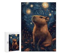 Rompecabezas para Adolescentes300 PCS Capybara Starry Night Rompecabezas para Adultos Juegos Divertidos Desafío Difícil Oferta como Regalos para Toda La Familia 300 PCS