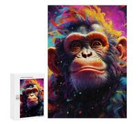 Rompecabezas para Adolescentes300 PCS Colorful Chimpanzee Portrait -1 Rompecabezas para Adultos Juegos Divertidos Alivia El Estrés Oferta como Regalos para Toda La Familia 300 PCS