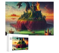 Rompecabezas para Adolescentes300 PCS Dragon Castle Island Fantasy Rompecabezas para Adultos Juegos Divertidos Alivia El Estrés Oferta como Regalos para Toda La Familia 300 PCS