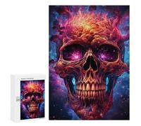 Rompecabezas para Adolescentes300 PCS Flaming Skull Artwork Rompecabezas para Adultos Juegos Divertidos Alivia El Estrés Oferta como Regalos para Toda La Familia 300 PCS