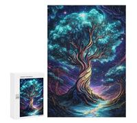 Rompecabezas para Adolescentes300 PCS Glowing Tree in Night Sky Rompecabezas para Adultos Juegos Divertidos Desafío Difícil Oferta como Regalos para Toda La Familia 300 PCS