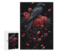 Rompecabezas para Adolescentes300 PCS Gothic Raven and Roses on Gothic Cross Rompecabezas para Adultos Juegos Divertidos Desafío Difícil Oferta como Regalos para Toda La Familia 300 PCS