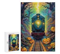 Rompecabezas para Adolescentes300 PCS Halloween Train Through The Woods Rompecabezas para Adultos Juegos Divertidos Alivia El Estrés Oferta como Regalos para Toda La Familia 300 PCS