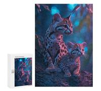 Rompecabezas para Adolescentes300 PCS Leopard Cats in Neon Light Rompecabezas para Adultos Juegos Divertidos Desafío Difícil Oferta como Regalos para Toda La Familia 300 PCS