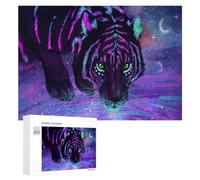 Rompecabezas para Adolescentes300 PCS Neon Tiger Cosmic Majesty Rompecabezas para Adultos Juegos Divertidos Alivia El Estrés Oferta como Regalos para Toda La Familia 300 PCS