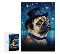 Rompecabezas para Adolescentes300 PCS Pug Top Hat Pixel Art Rompecabezas para Adultos Juegos Divertidos Desafío Difícil Oferta como Regalos para Toda La Familia 300 PCS