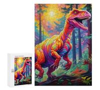 Rompecabezas para Adolescentes300 PCS Rainbow Dinosaur in Fantasy Forest Rompecabezas para Adultos Juegos Divertidos Alivia El Estrés Oferta como Regalos para Toda La Familia 300 PCS