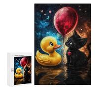 Rompecabezas para Adolescentes300 PCS Rubber Duck and Kitten Rompecabezas para Adultos Juegos Divertidos Desafío Difícil Oferta como Regalos para Toda La Familia 300 PCS