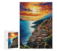 Rompecabezas para Adolescentes300 PCS Sunset Over Coastal Town -2 Rompecabezas para Adultos Juegos Divertidos Alivia El Estrés Oferta como Regalos para Toda La Familia 300 PCS