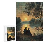 Rompecabezas para Adolescentes300 PCS Sunset Romance by The River Rompecabezas para Adultos Juegos Divertidos Desafío Difícil Oferta como Regalos para Toda La Familia 300 PCS