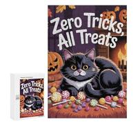 Rompecabezas para Adolescentes300 PCS Zero Tricks, All Treats Halloween Cat Rompecabezas para Adultos Juegos Divertidos Desafío Difícil Oferta como Regalos para Toda La Familia 300 PCS