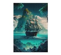 Rompecabezas para Adolescentes38x26cm/1000pcs Pirate Ship in Tropical Paradise Rompecabezas para Adultos Juego De Ingenio Desafío Difícil para Cumpleaños, Navidad 38x26cm/1000pcs