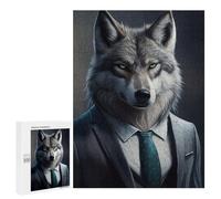Rompecabezas para Adolescentes500 PCS Alpha Wolf in Suit -1 Rompecabezas para Adultos Juegos Divertidos Desafío Difícil Oferta como Regalos para Toda La Familia 500 PCS