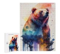 Rompecabezas para Adolescentes500 PCS Bear Watercolor Rompecabezas para Adultos Juegos Divertidos Desafío Difícil Oferta como Regalos para Toda La Familia 500 PCS