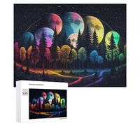 Rompecabezas para Adolescentes500 PCS Colorful Forest with Rainbow Moons Rompecabezas para Adultos Juegos Divertidos Alivia El Estrés Oferta como Regalos para Toda La Familia 500 PCS