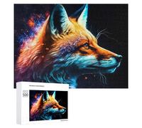 Rompecabezas para Adolescentes500 PCS Colorful Fox Portrait Rompecabezas para Adultos Juegos Divertidos Alivia El Estrés Oferta como Regalos para Toda La Familia 500 PCS