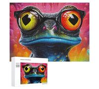 Rompecabezas para Adolescentes500 PCS Colorful Frog with Glasses Rompecabezas para Adultos Juegos Divertidos Alivia El Estrés Oferta como Regalos para Toda La Familia 500 PCS