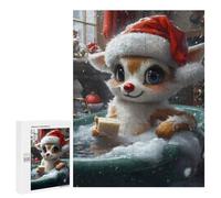 Rompecabezas para Adolescentes500 PCS Cute Reindeer in A Bath Christmas Rompecabezas para Adultos Juegos Divertidos Desafío Difícil Oferta como Regalos para Toda La Familia 500 PCS