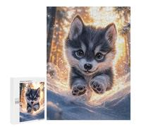 Rompecabezas para Adolescentes500 PCS Cute Wolf Pup in Snow Rompecabezas para Adultos Juegos Divertidos Desafío Difícil Oferta como Regalos para Toda La Familia 500 PCS