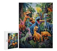 Rompecabezas para Adolescentes500 PCS Dinosaur Paradise A Colorful Jungle Scene Rompecabezas para Adultos Juegos Divertidos Alivia El Estrés Oferta como Regalos para Toda La Familia 500 PCS