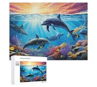 Rompecabezas para Adolescentes500 PCS Dolphins Swimming in Coral Reef Rompecabezas para Adultos Juegos Divertidos Alivia El Estrés Oferta como Regalos para Toda La Familia 500 PCS