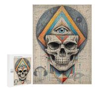 Rompecabezas para Adolescentes500 PCS Geometric Skull Abstract Rompecabezas para Adultos Juegos Divertidos Desafío Difícil Oferta como Regalos para Toda La Familia 500 PCS