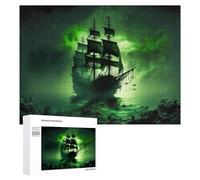 Rompecabezas para Adolescentes500 PCS Ghost Ship in Mystic Green Fog Rompecabezas para Adultos Juegos Divertidos Alivia El Estrés Oferta como Regalos para Toda La Familia 500 PCS