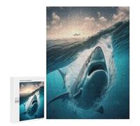 Rompecabezas para Adolescentes500 PCS Great White Shark Attack Rompecabezas para Adultos Juegos Divertidos Desafío Difícil Oferta como Regalos para Toda La Familia 500 PCS