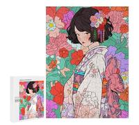 Rompecabezas para Adolescentes500 PCS Kimono Anime Girl Zen Art Rompecabezas para Adultos Juegos Divertidos Desafío Difícil Oferta como Regalos para Toda La Familia 500 PCS