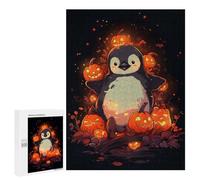 Rompecabezas para Adolescentes500 PCS Penguin in A Pumpkin Patch Rompecabezas para Adultos Juegos Divertidos Desafío Difícil Oferta como Regalos para Toda La Familia 500 PCS