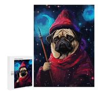 Rompecabezas para Adolescentes500 PCS Pug Wizard Pixel Art Cute Rompecabezas para Adultos Juegos Divertidos Desafío Difícil Oferta como Regalos para Toda La Familia 500 PCS