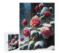 Rompecabezas para Adolescentes500 PCS Red Rose Flowers in Snow Rompecabezas para Adultos Juegos Divertidos Desafío Difícil Oferta como Regalos para Toda La Familia 500 PCS